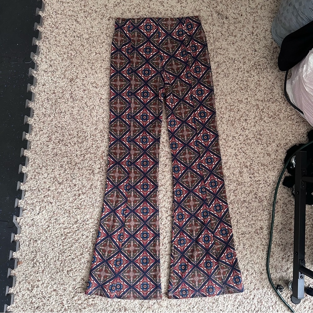 Geometric Patterned Boho Flared Pants - image 3